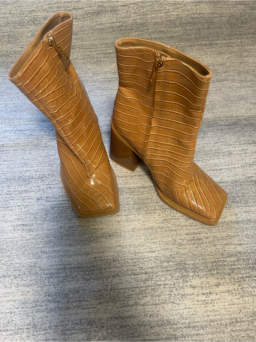 Circus by Sam Edelman Tan Croc-Embossed Ankle Bootie Layla